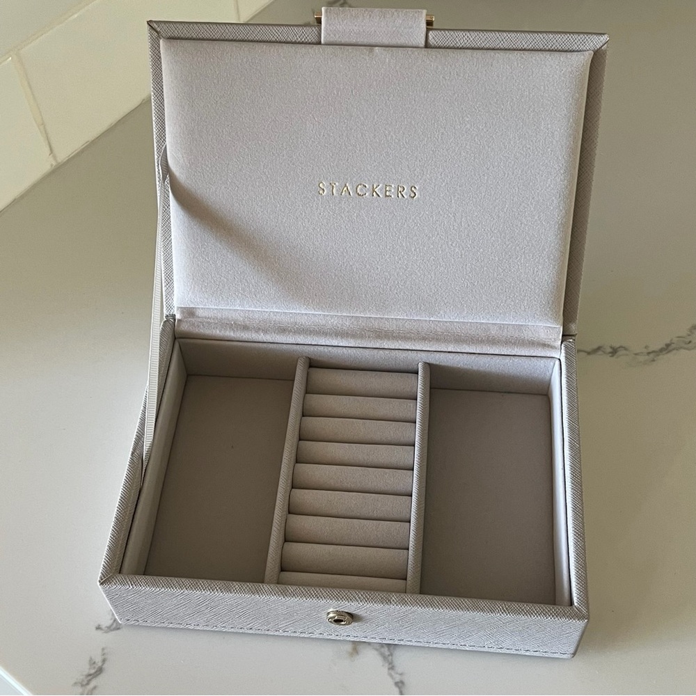 Stackers TAUPE Jewelry Box Mini Lid Lux Stackers Valentine Gift Women Girls